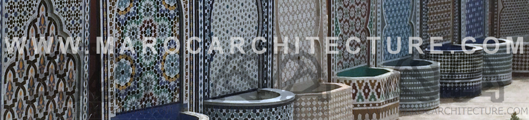 Moroccan tile fountains by Maroc Architecture et Zellij