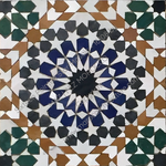 Sixteen Pointed Star Moroccan Mosaic - 16108 by   MAZ  FEZ MOROCCO  Copyright  www.marocarchitecture.com