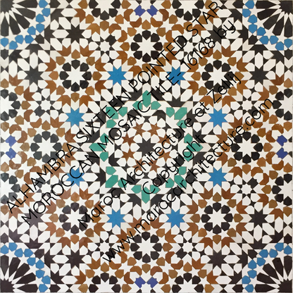 ALHAMBRA SIXTEEN POINTED STAR MOROCCAN MOSAIC TILE- 16168 by Maroc Architecture et Zellij