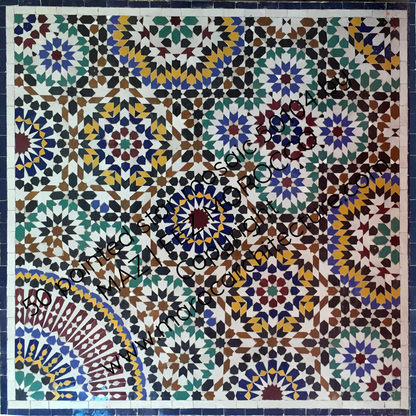 50 pointed star Moroccan mosaic tile by Maroc Architecture et Zellij