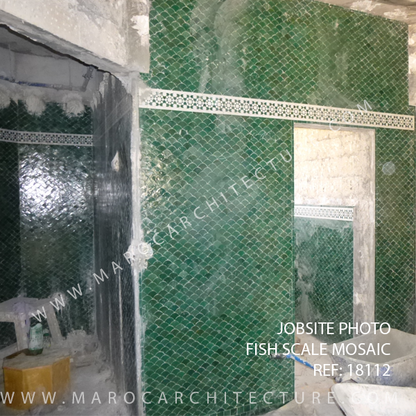 Moroccan mosaic tiles installation