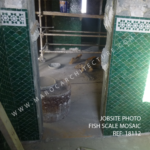 Moroccan mosaic tiles installation