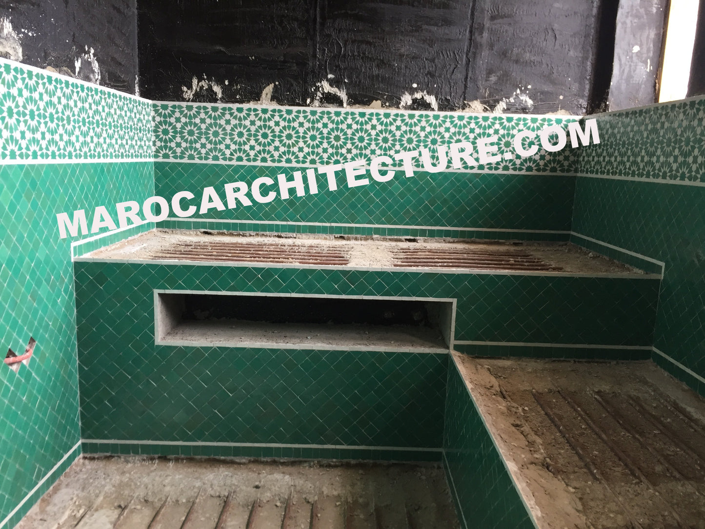 Moroccan mosaic tiles installation