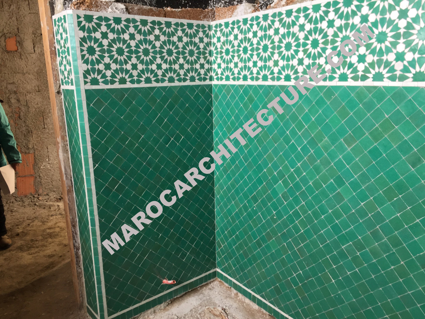 Moroccan mosaic tiles installation