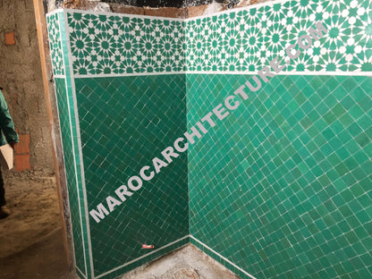 Moroccan mosaic tiles installation