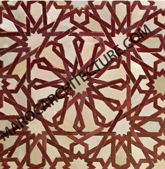 ALHAMBRA MOSAIC 1605 – 12 pointed star with laces - Moroccan mosaic tile, 