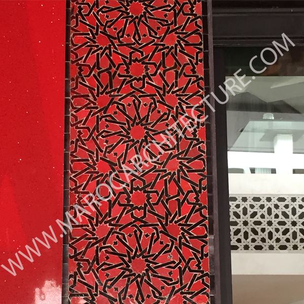 ALHAMBRA MOSAIC 1605 – 12 pointed star with laces - Moroccan mosaic tile, 