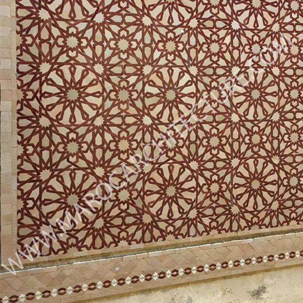 ALHAMBRA MOSAIC 1605 – 12 pointed star with laces - Moroccan mosaic tile, 