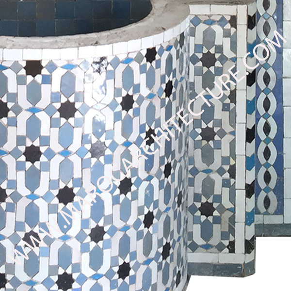 Moroccan mosaic fountain by Maroc Architecture et Zellij