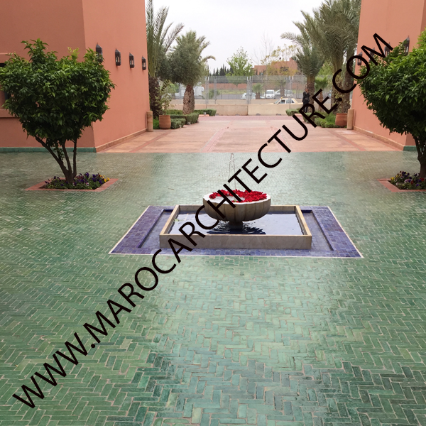 Moroccan terracota bijmat tiles pavers from Fez Morocco