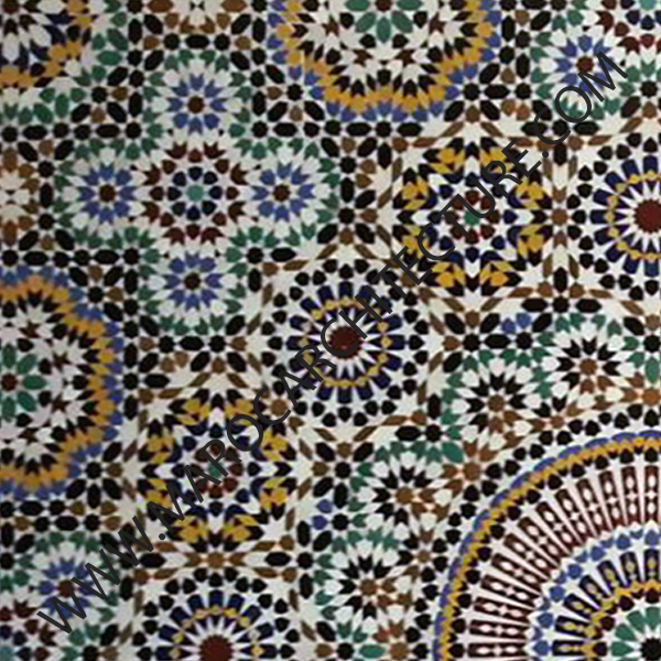 50 pointed star Moroccan mosaic tile by Maroc Architecture et Zellij