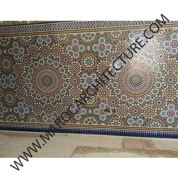 50 pointed star Moroccan mosaic tile by Maroc Architecture et Zellij