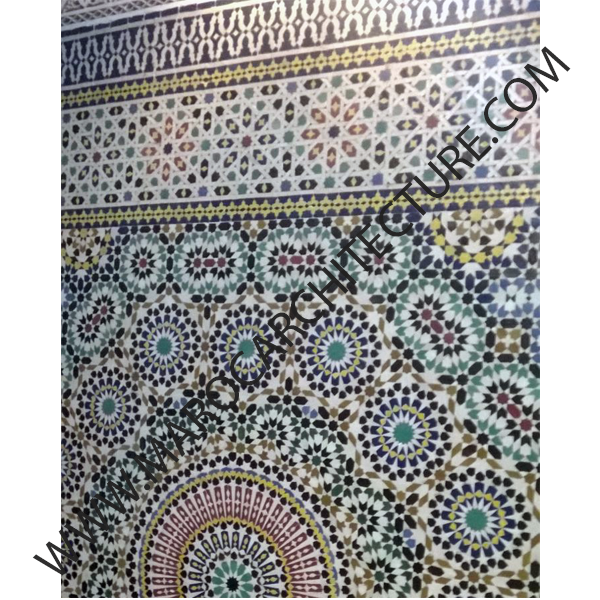 50 pointed star Moroccan mosaic tile by Maroc Architecture et Zellij