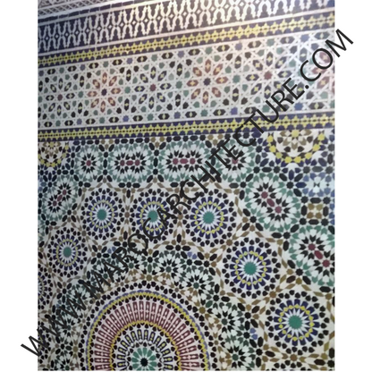 50 pointed star Moroccan mosaic tile by Maroc Architecture et Zellij