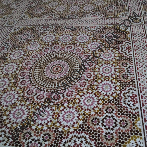 50 pointed star Moroccan mosaic tile by Maroc Architecture et Zellij
