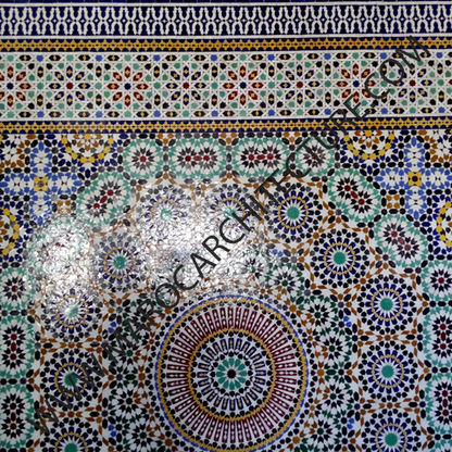 50 pointed star Moroccan mosaic tile by Maroc Architecture et Zellij