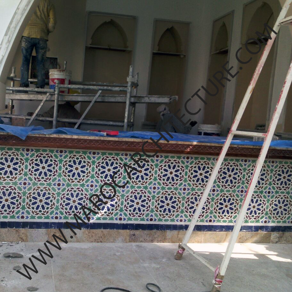 Moroccan mosaic tile installation