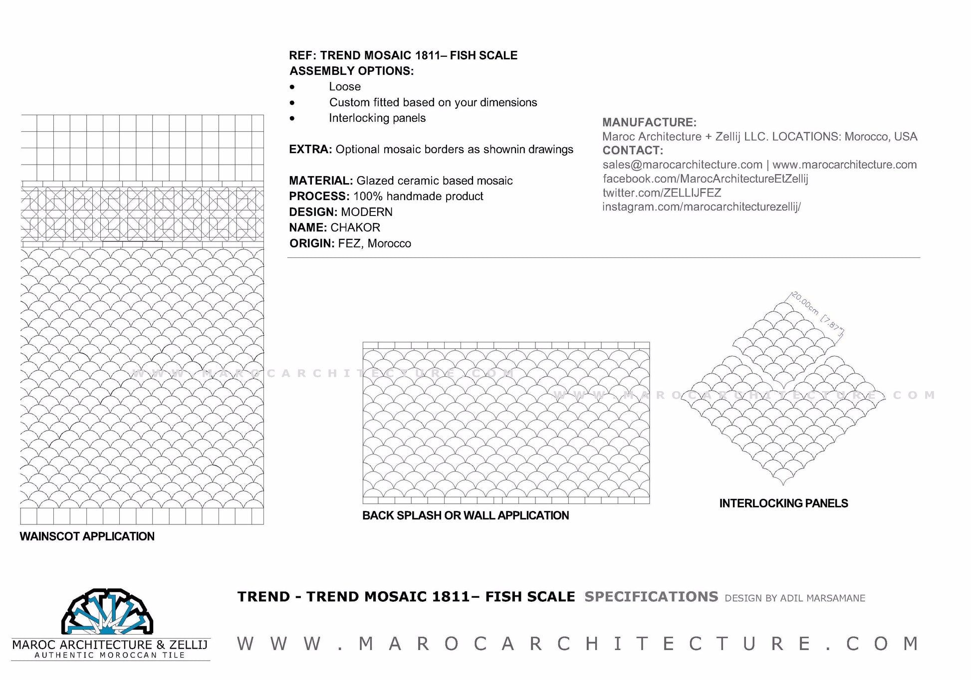Moroccan mosaic tiles drawings