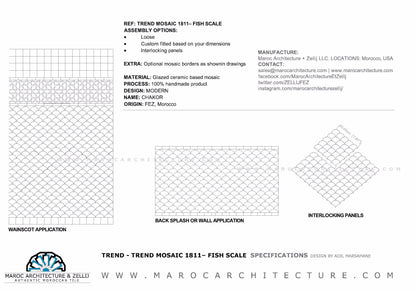 Moroccan mosaic tiles drawings
