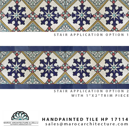 handpainted moroccan tiles for stair risers