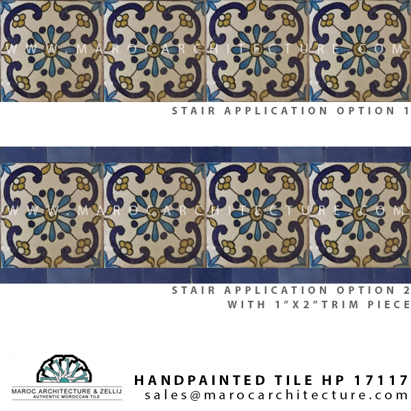 handpainted moroccan tiles for stair risers