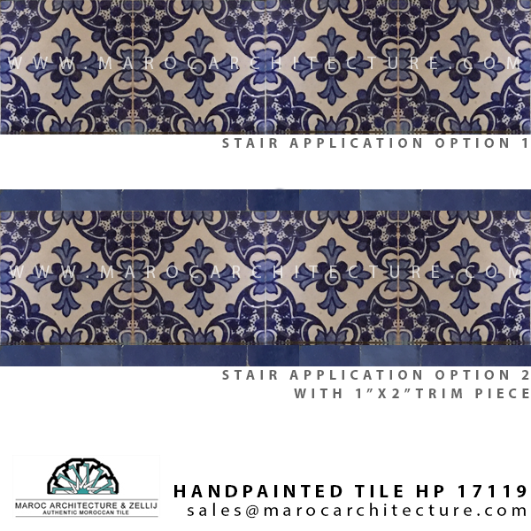 handpainted moroccan tiles for stair risers