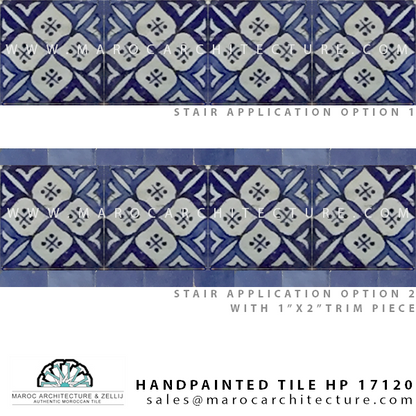 handpainted moroccan tiles for stair risers