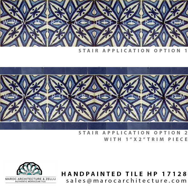 handpainted moroccan tile for stairs by Maroc Architecture et Zellij