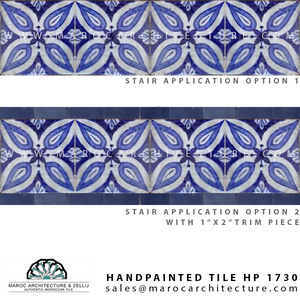 handpainted moroccan tile for stairs by Maroc Architecture et Zellij