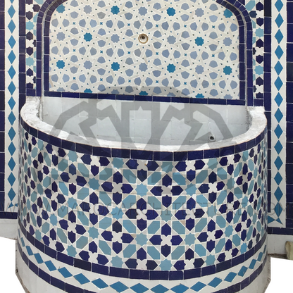 Moroccan mosaic wall fountain