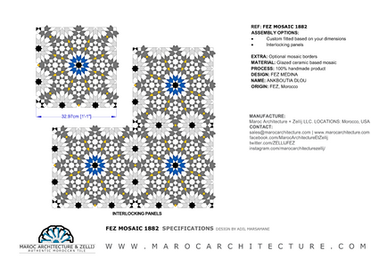 Moroccan mosaic tiles drawings