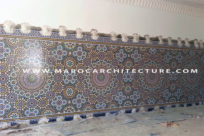50 pointed star Moroccan mosaic tile by Maroc Architecture et Zellij