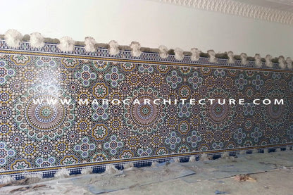 50 pointed star Moroccan mosaic tile by Maroc Architecture et Zellij