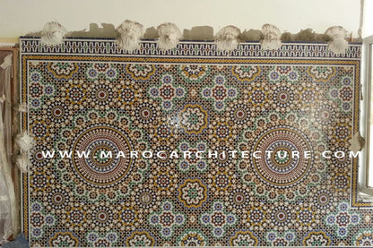 50 pointed star Moroccan mosaic tile by Maroc Architecture et Zellij