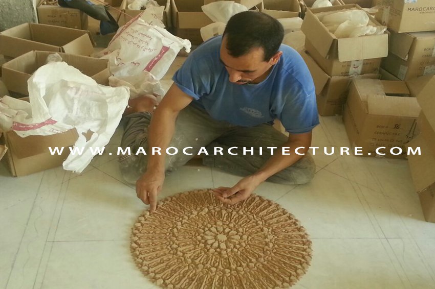 50 pointed star Moroccan mosaic tile installation by Maroc Architecture et Zellij