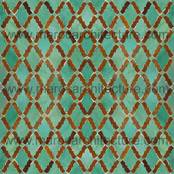 FLEUR DE LIS WITH LACES MOROCCAN MOSAIC TILE AR101 BY MAROC ARCHITECTURE ET ZELLIJ