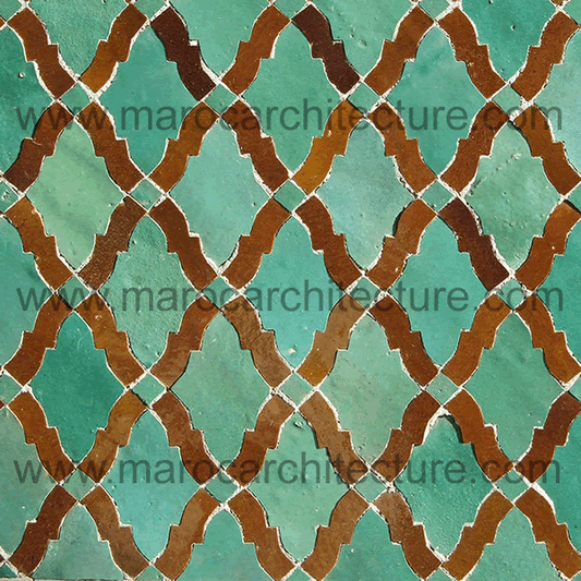 FLEUR DE LIS WITH LACES MOROCCAN MOSAIC TILE AR101 BY MAROC ARCHITECTURE ET ZELLIJ