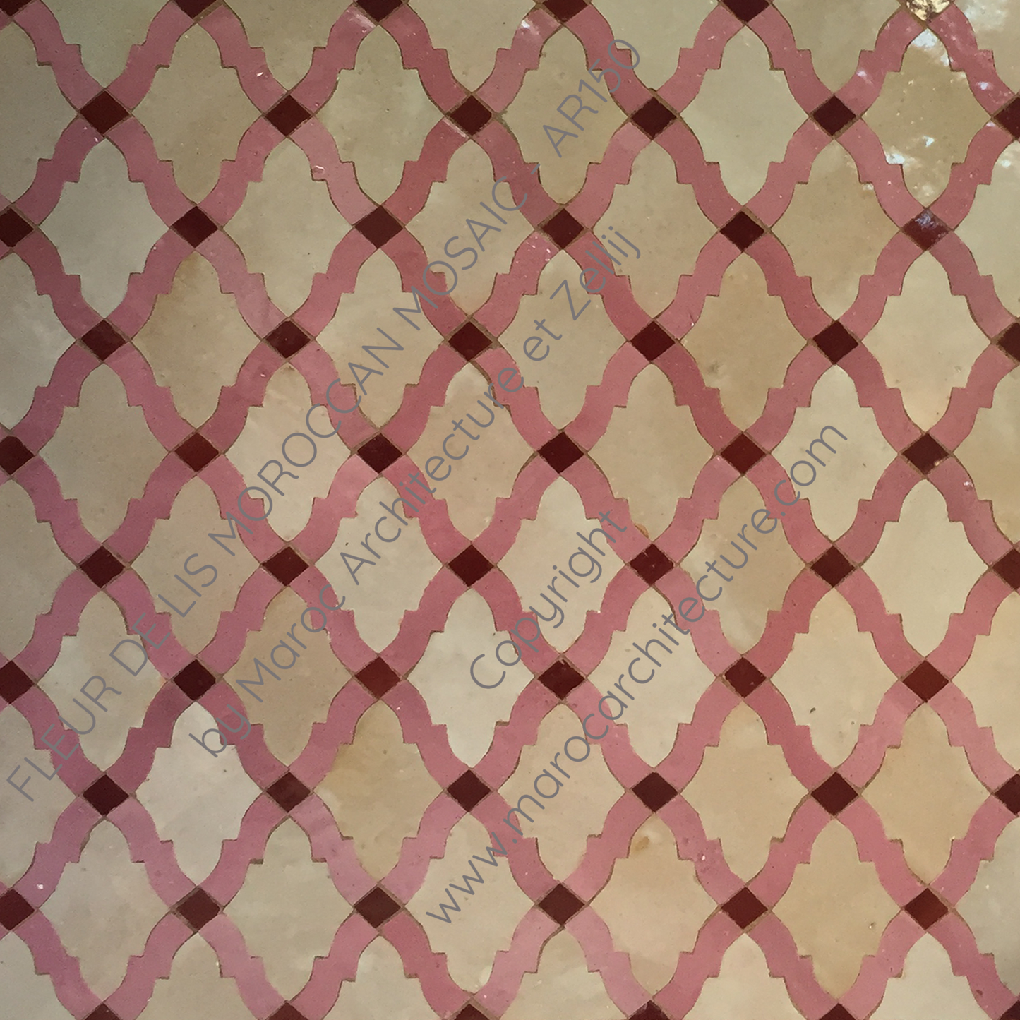 FLEUR DE LIS WITH LACES MOROCCAN MOSAIC TILE AR101 BY MAROC ARCHITECTURE ET ZELLIJ