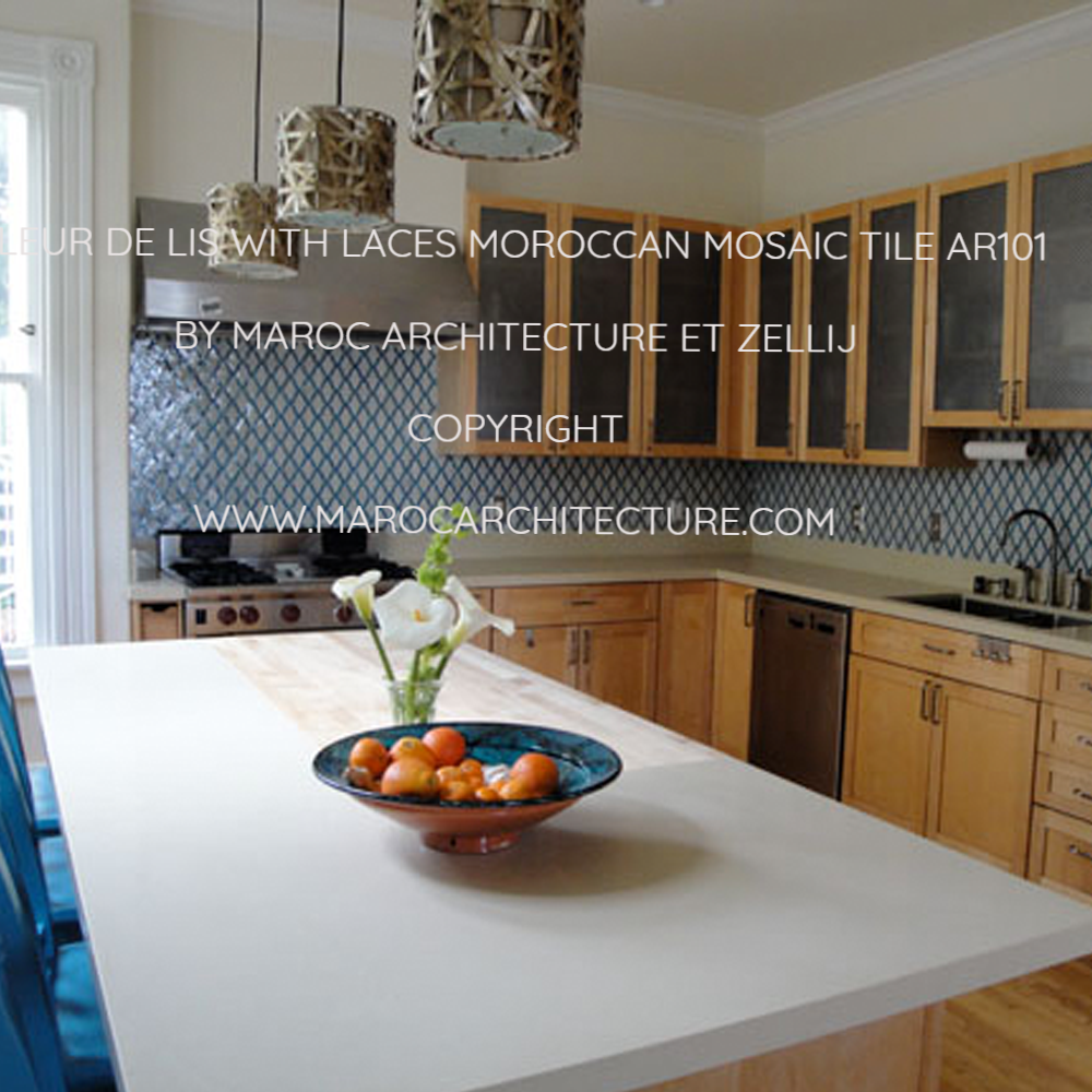 FLEUR DE LIS WITH LACES MOROCCAN MOSAIC TILE AR101 BY MAROC ARCHITECTURE ET ZELLIJ