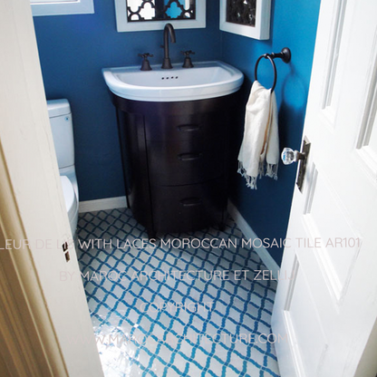 FLEUR DE LIS WITH LACES MOROCCAN MOSAIC TILE AR101 BY MAROC ARCHITECTURE ET ZELLIJ