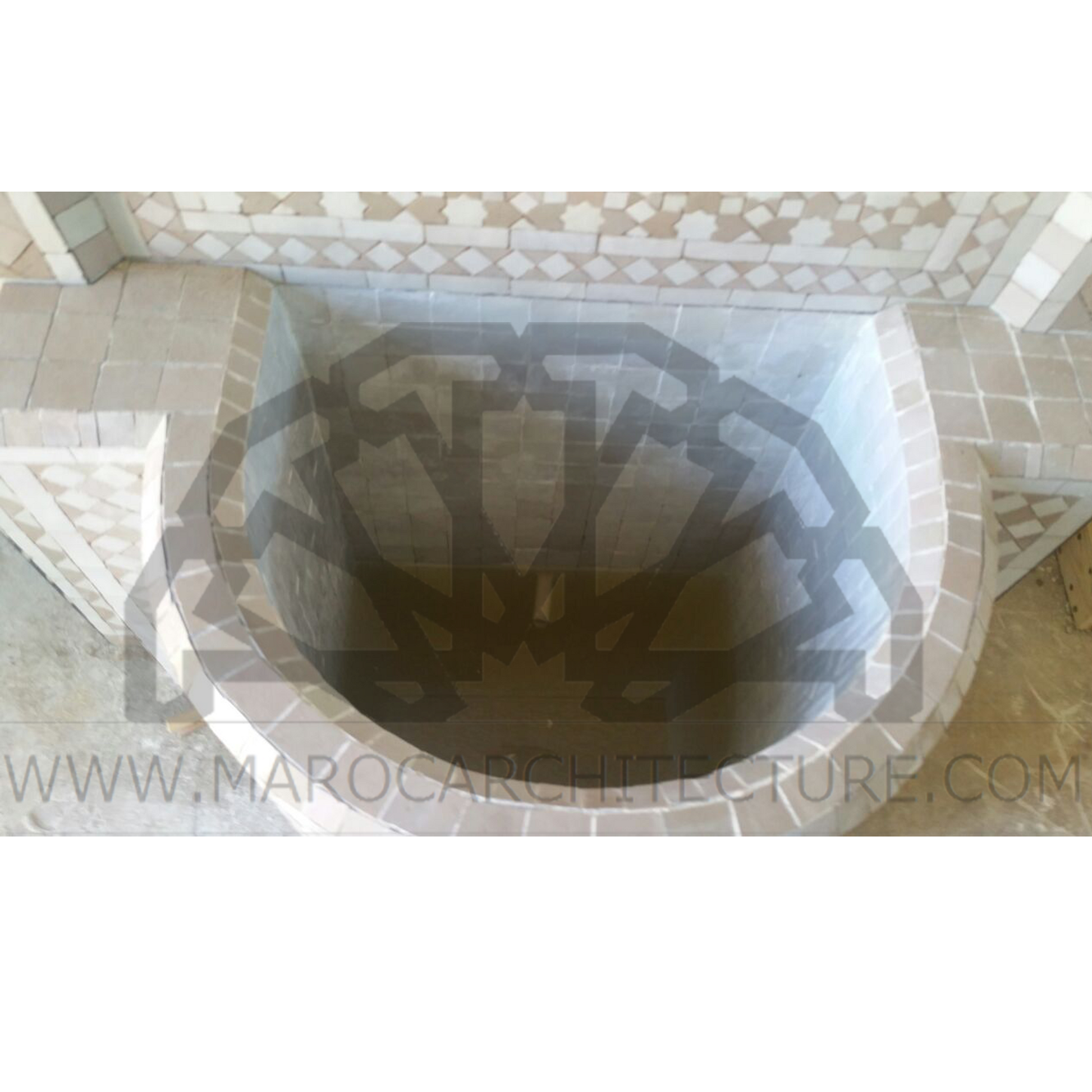 Moroccan mosaic wall fountain